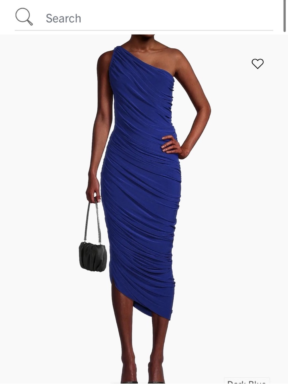 Norma Kamali One-Shoulder Ruched Midi Dress - Cobalt Blue